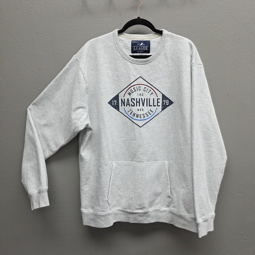 League Nashville Music City Sweatshirt Mens 2XL Gray Tennessee Graphic